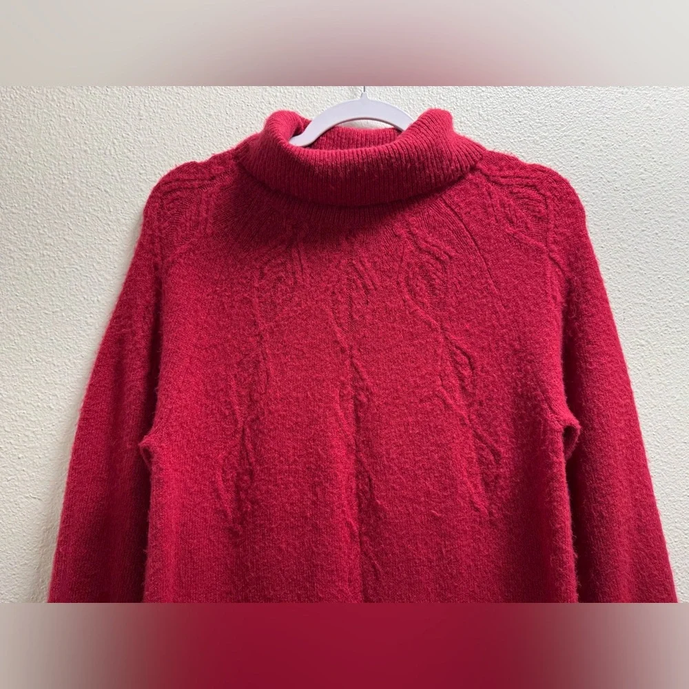 Soft Surroundings Ellen Cowl Neck Knit Sweater Dress Stretch Red Medium - Picture 4 of 10